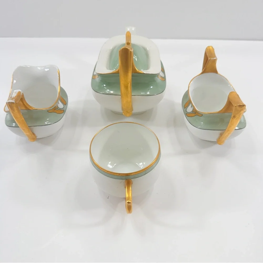 ANTIQUE P&P Limoges France & Bavaria Germany‎ Mismatch ART DECO TEA SET, Teapot